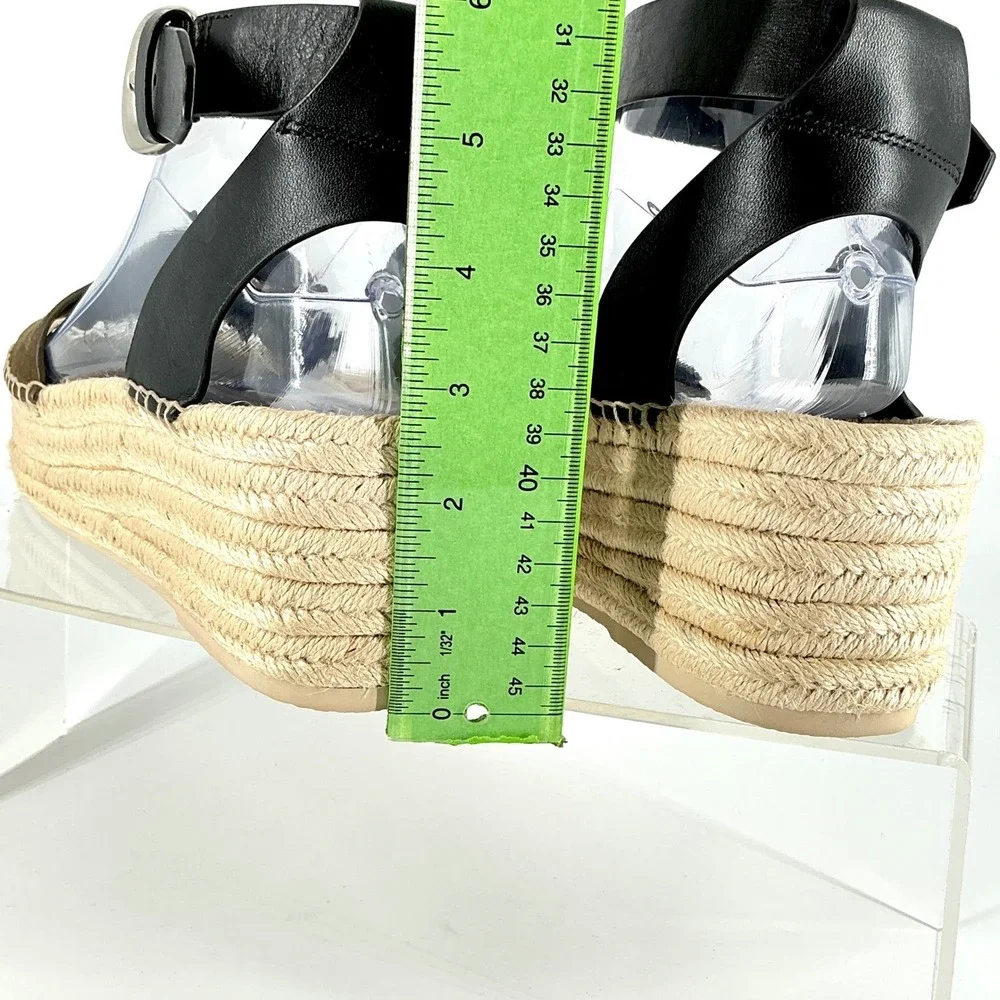 Vince Size 9.5 Olive Suede Black‎ Leather Platform Espadrille NEW Sandals $330